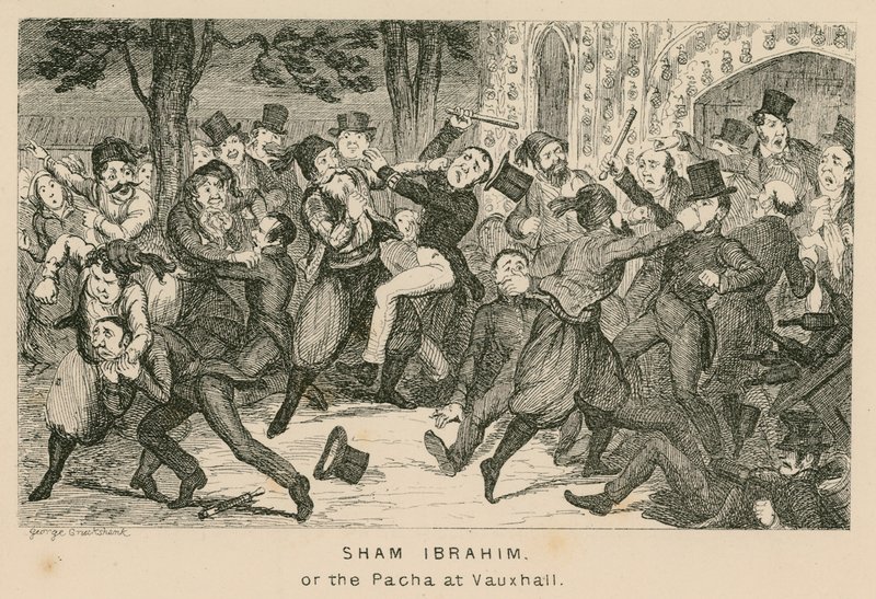 Sham Ibrahim vagy a Pacha a Vauxhall Gardensben, Londonban alkotó: English School