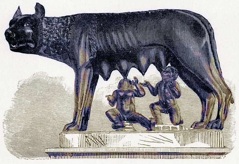 A Capitolium nőfarkasa, Victor Duruy Róma története című illusztrációja, 1884-ben (digitálisan javított kép) alkotó: English School