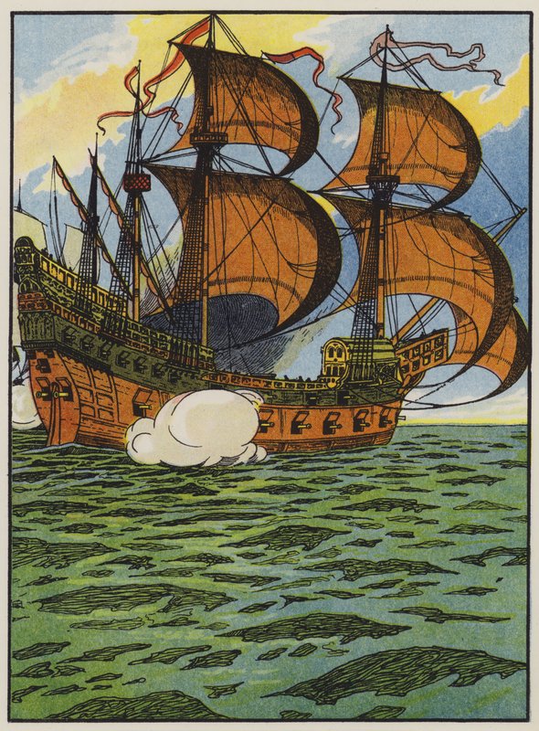 A spanyol armada hajói (színes litho) alkotó: English School