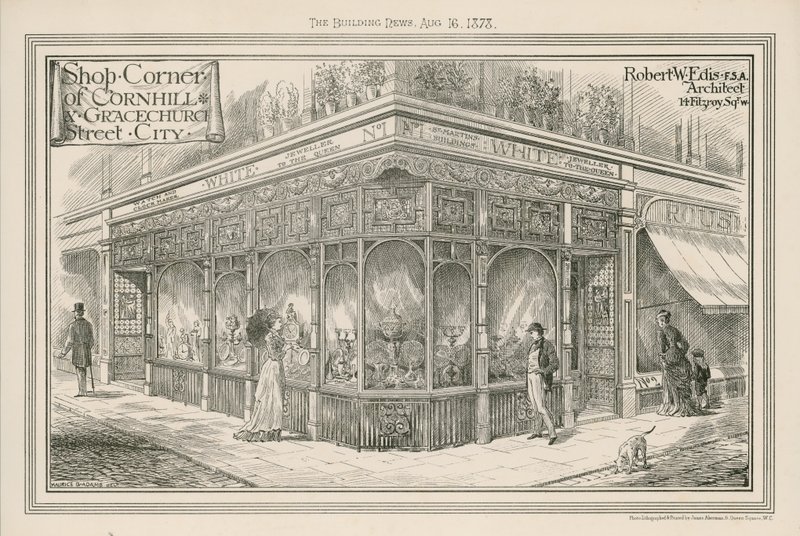 A Cornhill és a Gracechurch Street bolt sarka, City, London alkotó: English School