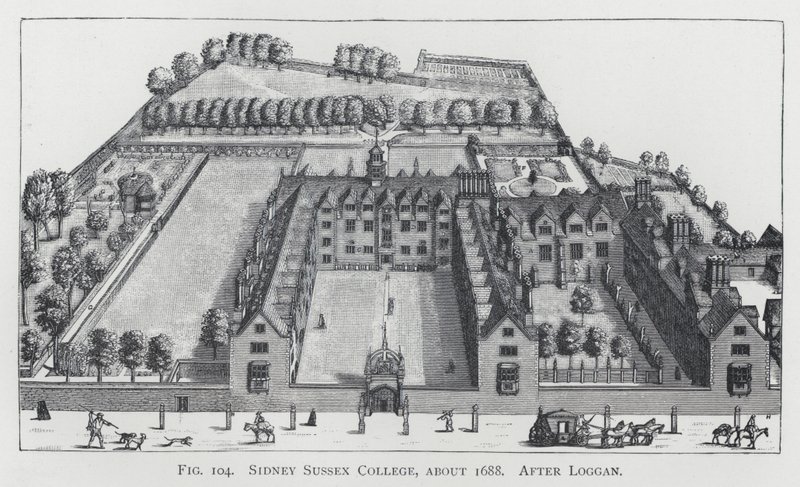 Sidney Sussex College, 1688 körül, Loggan nyomán (metszet) alkotó: English School