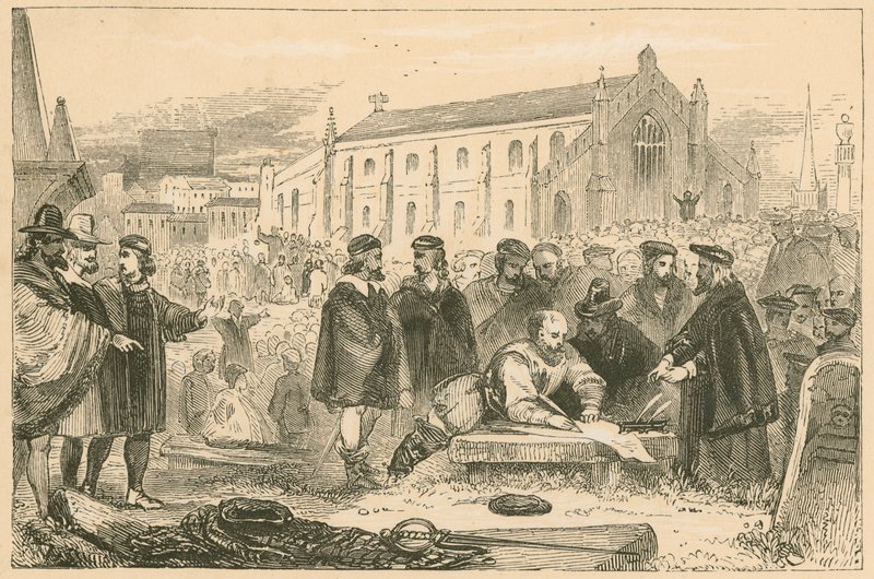 A Szövetség aláírása az Edinburgh-i Greyfriars Churchyardban alkotó: English School