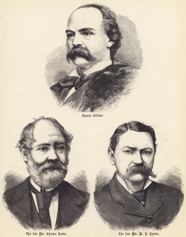 Signor Salvini, a néhai Charles Reade, a néhai Mr. H. J. Byron (metszet) alkotó: English School
