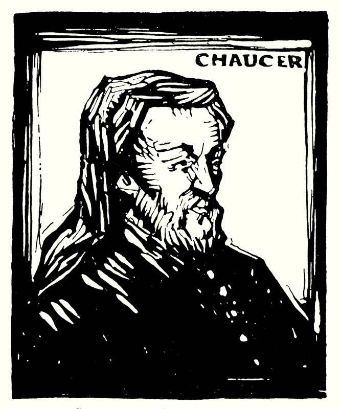 Sziluett portré, Geoffrey Chaucer (litográfia) alkotó: English School