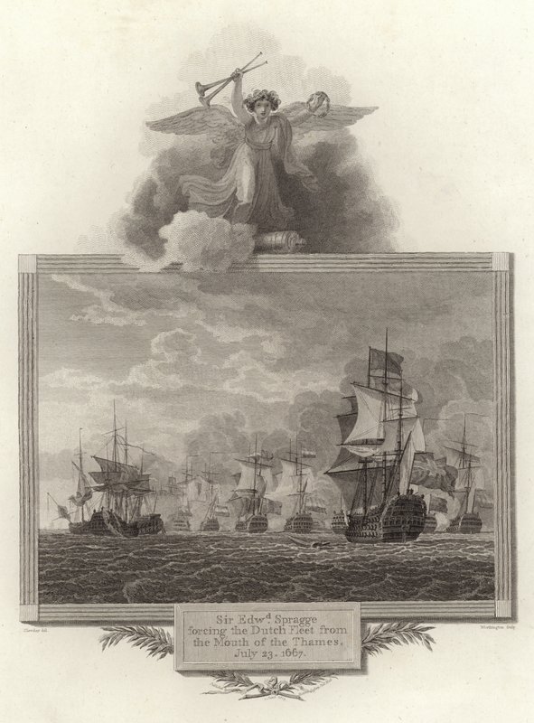 Sir Edwd Spragge kikényszeríti a holland flottát a Temze torkolatáról, 1667. július 23. alkotó: English School