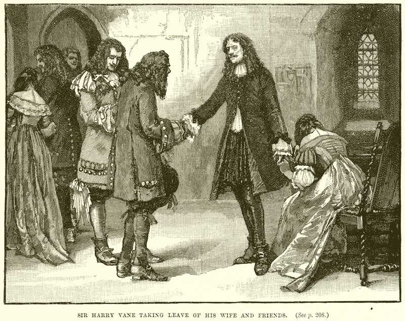 Sir Harry Vane búcsút vesz feleségétől és barátaitól alkotó: English School