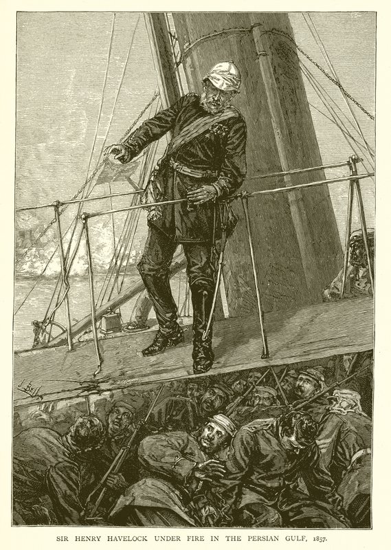 Sir Henry Havelock tűz alatt a Perzsa-öbölben, 1857 alkotó: English School