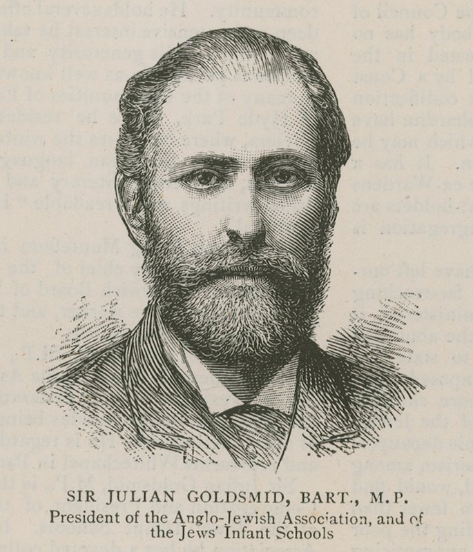 Sir Julian Goldsmid, Bart, képviselő, az Angol-Zsidó Szövetség és a Zsidó Gyermekiskolák elnöke alkotó: English School