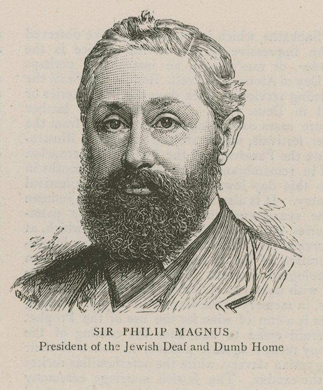 Sir Philip Magnus, a Zsidó Siketnéma Otthon elnöke alkotó: English School