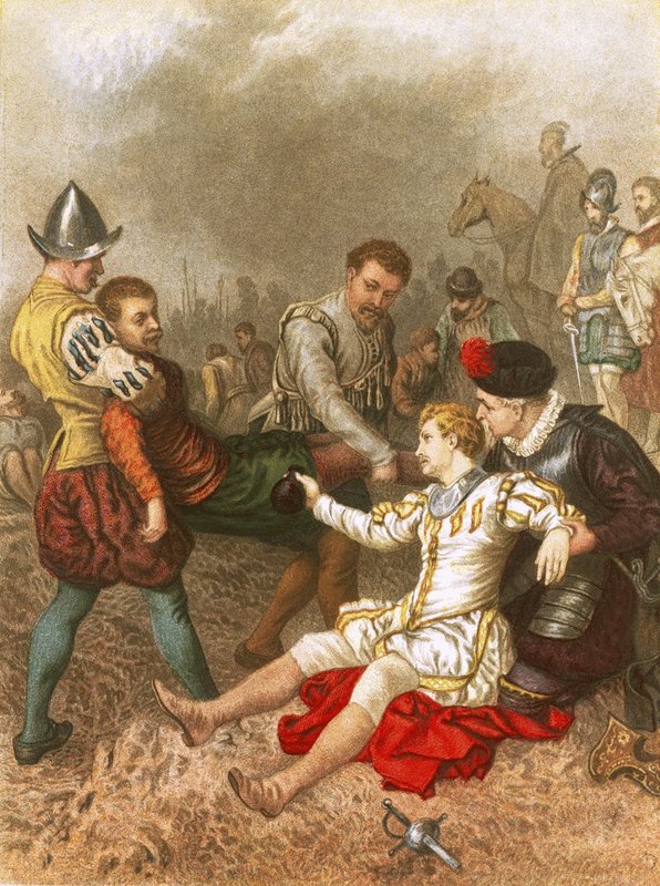 Sir Philip Sidney a Zutphenben alkotó: English School
