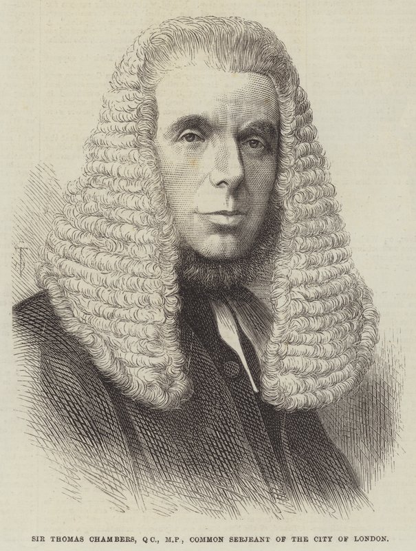 Sir Thomas Chambers, QC, parlamenti képviselő, London városának közös szolgabírája (metszet) alkotó: English School