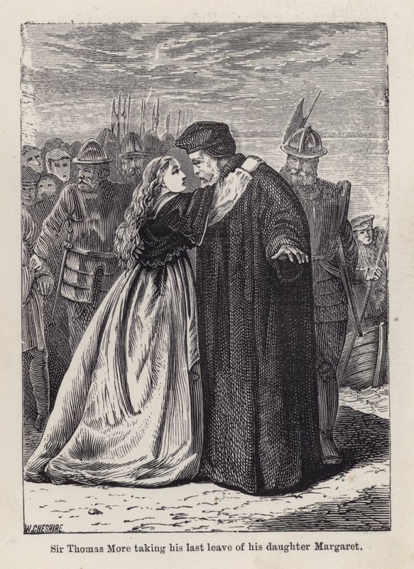 Sir Thomas More utolsó búcsút vesz lányától, Margaret Ropertől (metszet) alkotó: English School