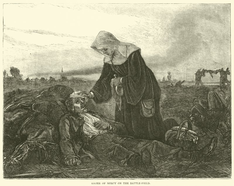 Irgalmasság nővére a csatatéren, 1870. szeptember alkotó: English School
