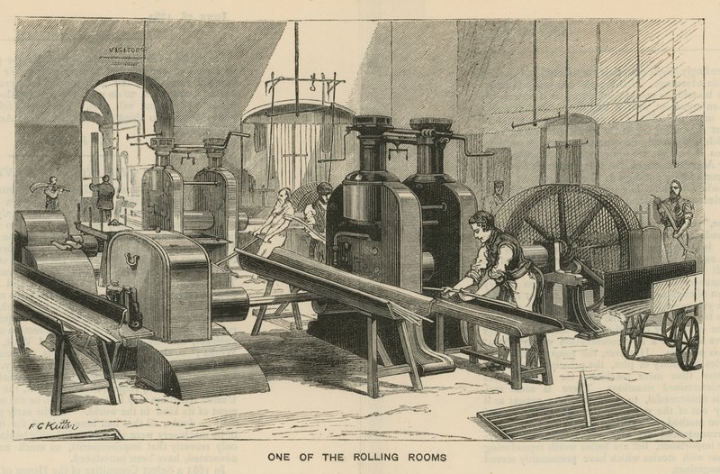 Vázlatok a Királyi Pénzverdében, Tower Hill; az egyik gördülő szoba alkotó: English School