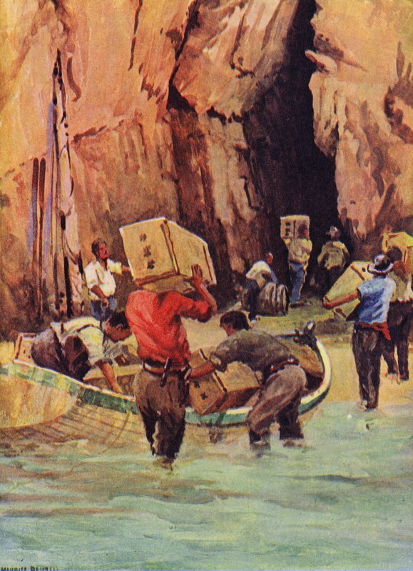 Barlangokba rejtőző csempészek (színes litho) alkotó: English School