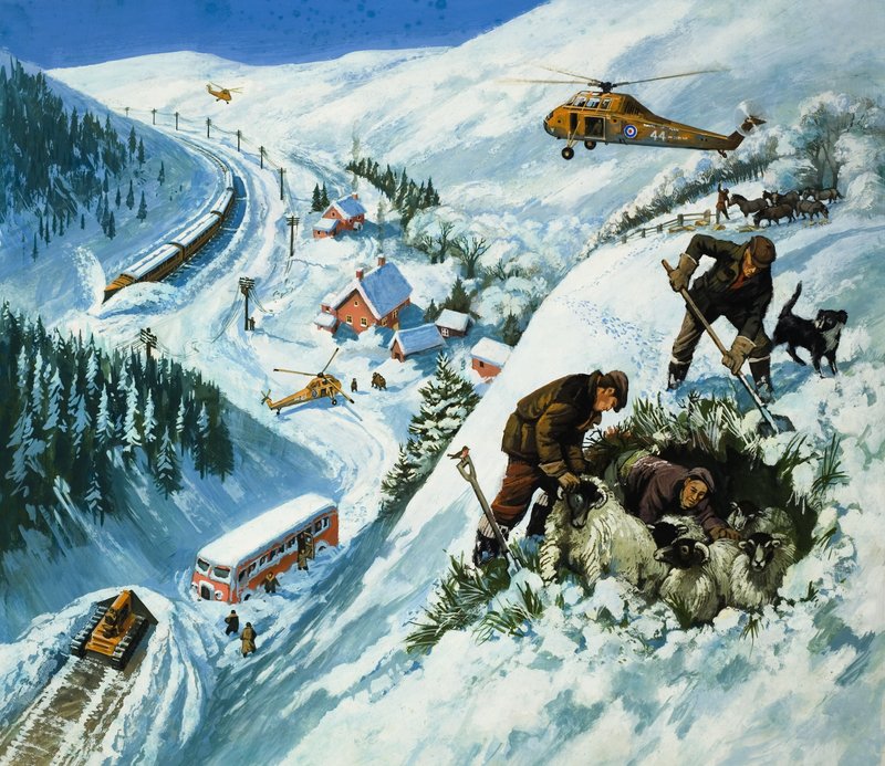 Snow Rescue (gouache, papír) alkotó: English School