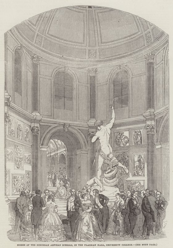 A külvárosi kézműves iskolák rendezvénye, a Flaxman Hallban, University College (metszet) alkotó: English School