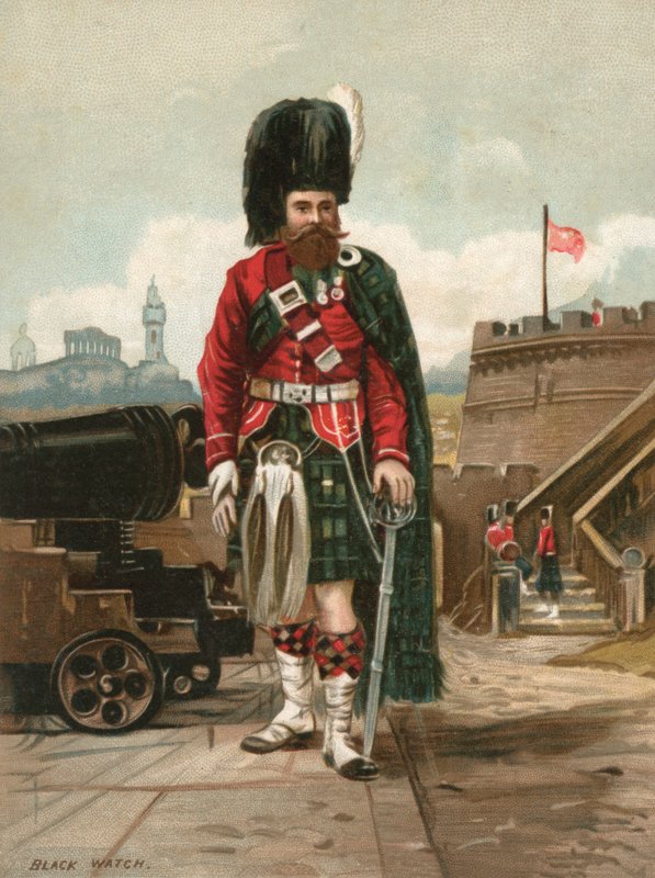 A Fekete Óra katonája (Royal Highlanders) (chromolitho) alkotó: English School