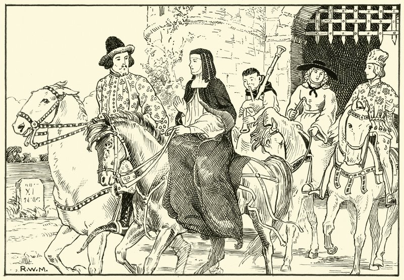 Néhány canterburyi zarándok (tinta papíron) alkotó: English School