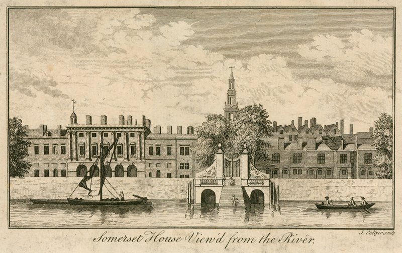 Somerset House, The Strand, London, a Temze felől nézve alkotó: English School