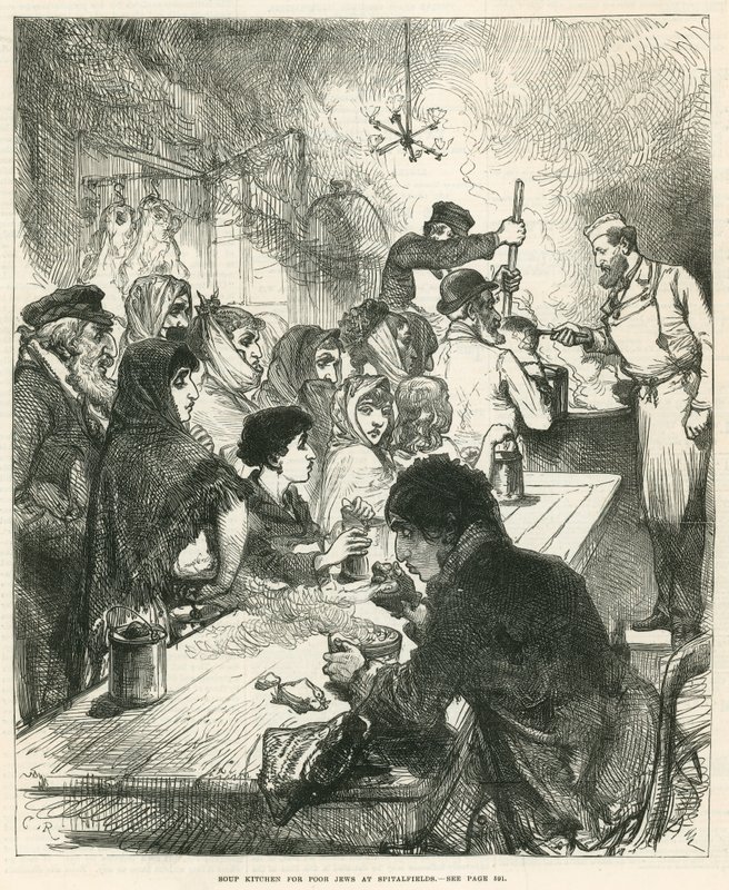 Leveskonyha szegény zsidóknak a londoni Spitalfieldsben alkotó: English School