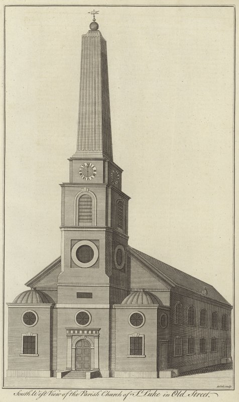 Délnyugati kilátás a Szent Lukács plébániatemplomra az Old Street-en, Londonban alkotó: English School