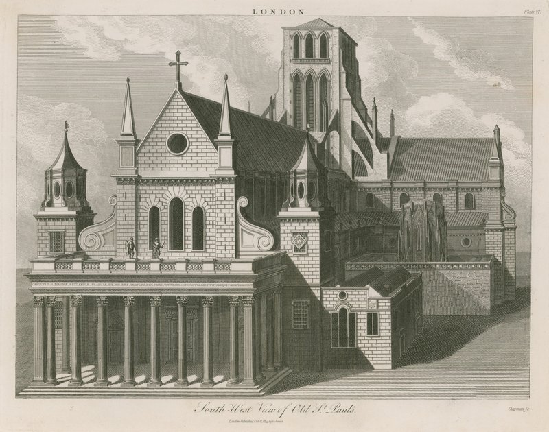 Az Old St Pauls délnyugati nézete alkotó: English School