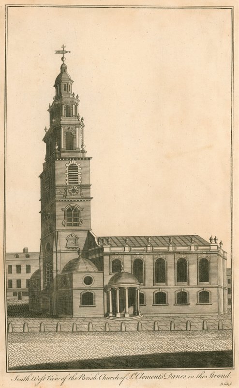 Délnyugati kilátás a St Clements Danes plébániatemplomra a strandon alkotó: English School