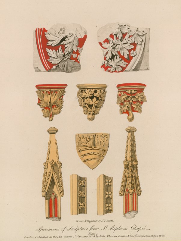 A Szent István-kápolna szoborpéldányai (színes metszet) alkotó: English School