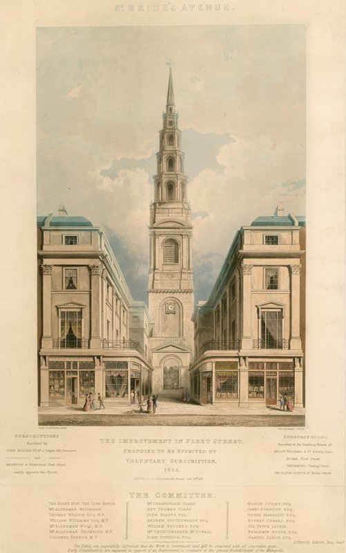 St Brides Avenue; A londoni Fleet Street fejlesztése, amelyet önkéntes előfizetéssel hajtanak végre, 1825 alkotó: English School