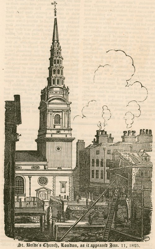 St Brides Church, Fleet Street, London, 1825. január 11-én alkotó: English School