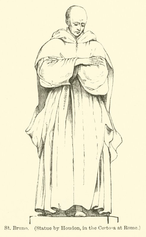 Szent Brunó, Houdon szobra a római Certosában (metszet) alkotó: English School