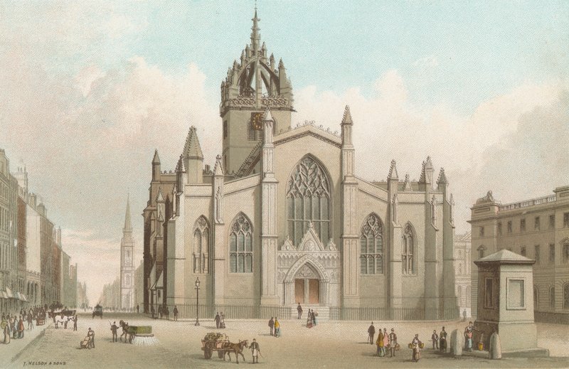 St Giles katedrális és a High Street - Edinburgh alkotó: English School