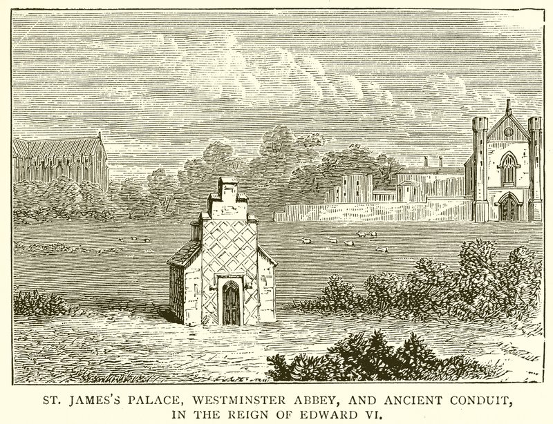 A Szent Jakab-palota, a Westminster-apátság és az ősi vezeték, VI. Edward uralkodása alatt alkotó: English School