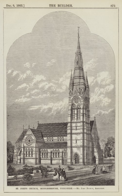 Szent János templom, Middlesbrough, Yorkshire, John Norton úr, építész (metszet) alkotó: English School