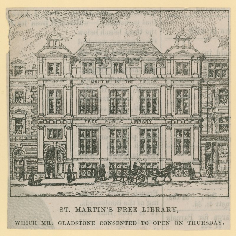 St Martins Free Library, megnyitotta Mr Gladstone alkotó: English School
