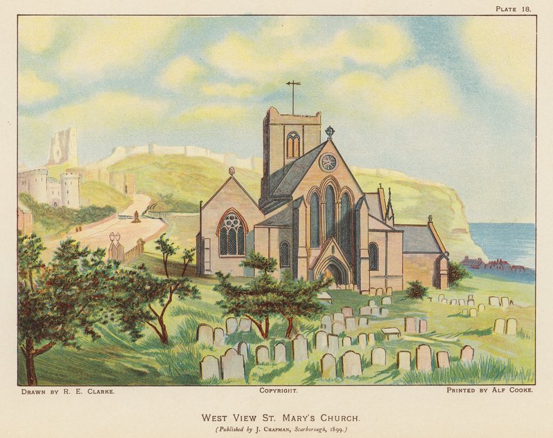Szent Mária-templom, Scarborough (színes litográfia) alkotó: English School