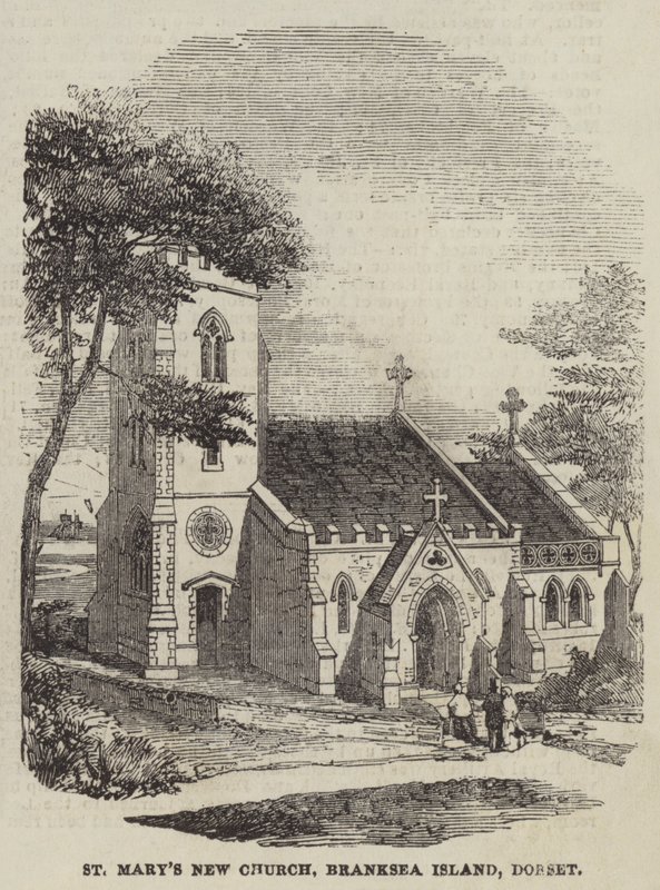 Szent Mária új templom, Branksea-sziget, Dorset (metszet) alkotó: English School