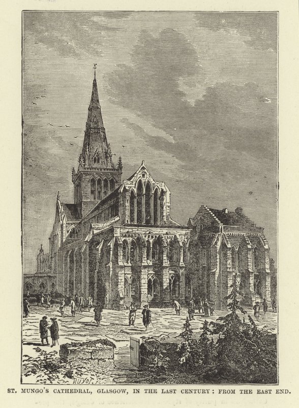 St Mungos katedrális, Glasgow, a múlt században, az East End felől alkotó: English School