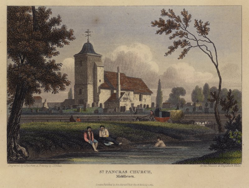 Szent Pancras templom, Middlesex (színes metszet) alkotó: English School