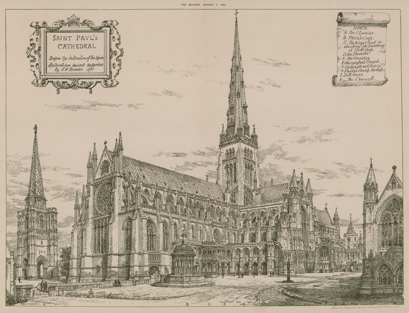 St Pauls Cathedral, London, a torony lerombolása előtt alkotó: English School
