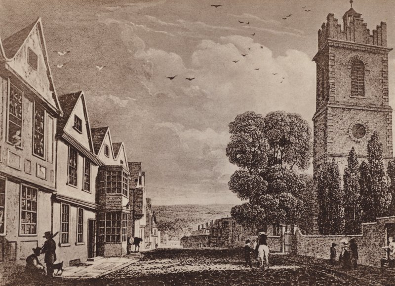 Szent Péter-templom és North Hill Colchester (litho) alkotó: English School