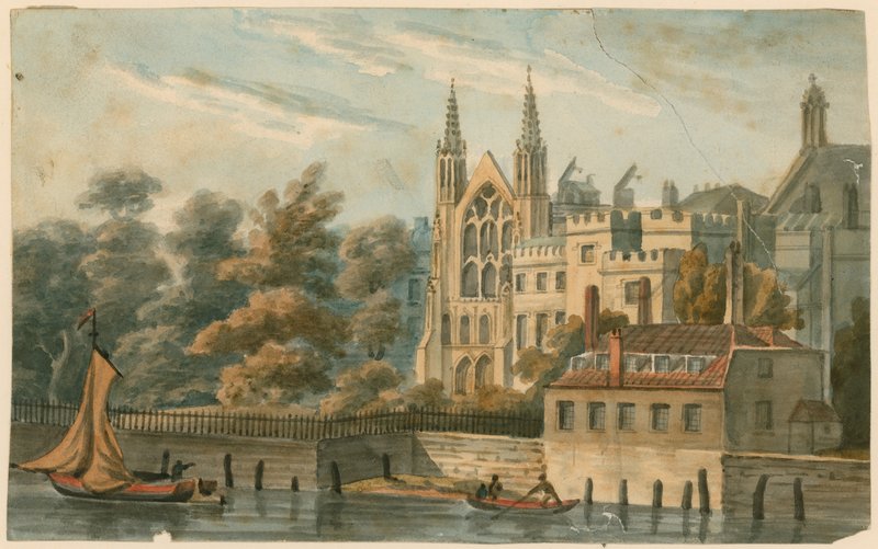 St Stephens Chapel, Speakers House stb., Westminster, London, a Temze folyótól alkotó: English School