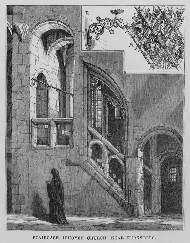 Lépcsőház, Iphoven templom, Nürnberg közelében (metszet) alkotó: English School
