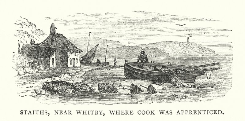 Staiths, Whitby közelében, ahol Cook tanonc volt (színes metszet) alkotó: English School