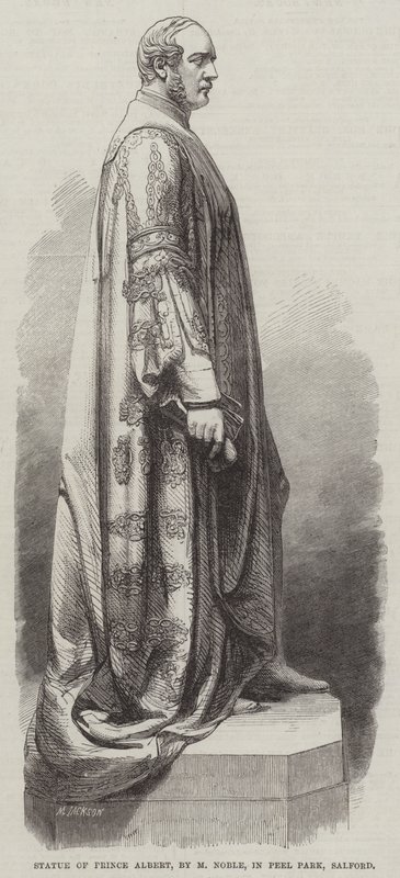 Albert herceg szobra, M Noble, Peel Park, Salford (metszet) alkotó: English School