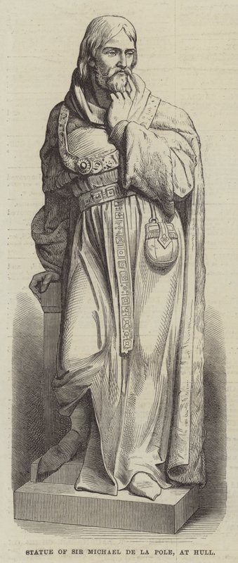 Sir Michael de la Pole szobra Hullban (metszet) alkotó: English School