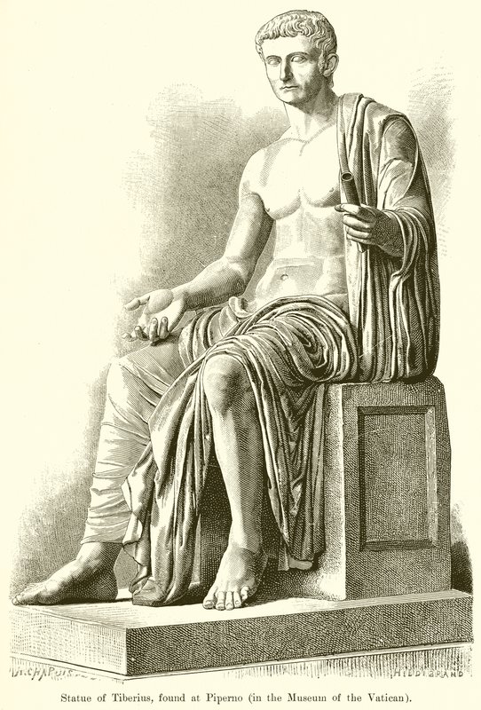 Tiberius szobra, amelyet Pipernóban találtak alkotó: English School