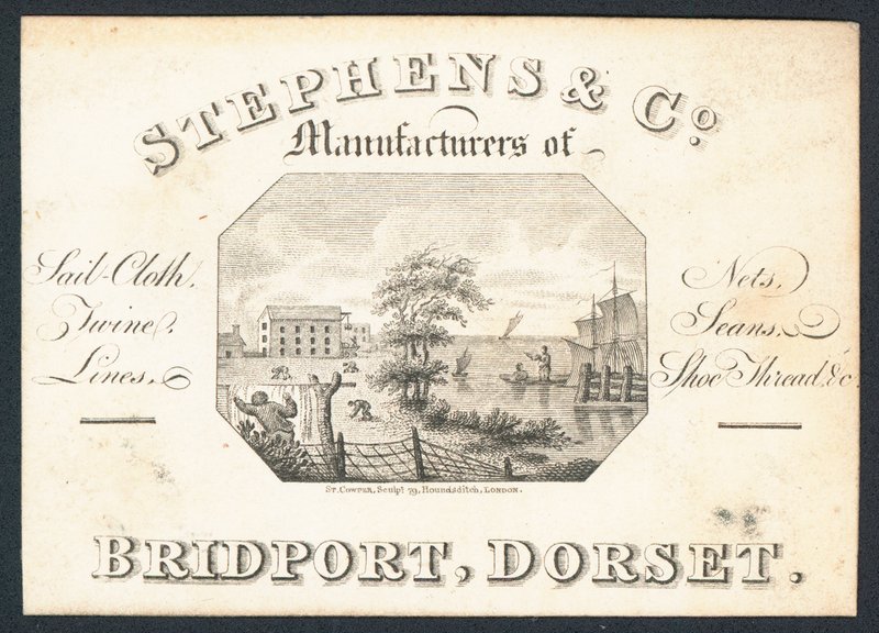 Stephens & Co, vitorlaszövet, háló, zsineg, zsinór és cipőcérna gyártója, kereskedelmi kártya alkotó: English School