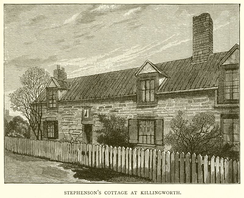 Stephensons kunyhó Killingworthben alkotó: English School